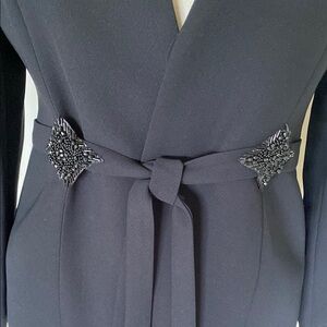 Elegant vintage Women's black evening pantsuit, 6P